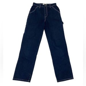Cotton:On Womens 4 Blue White Stitch Carpenter Jean High Rise Straight Leg Loop